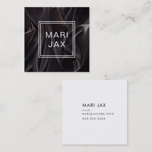 Moderne Abstracte zwart fabric vloeiend Vierkante Visitekaartje (Voorkant / Achterkant)