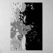 Moderne Abstracte Zwart & Grijs Verf Splatter Poster (Voorkant)