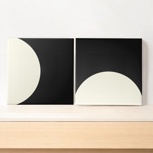 Moderne Abstracte zwart-wit geometrische cirkel Tegeltje