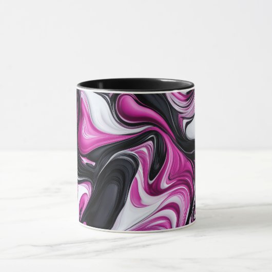 Moderne Abstracte zwart, wit, Magenta Art Mok (Midden)