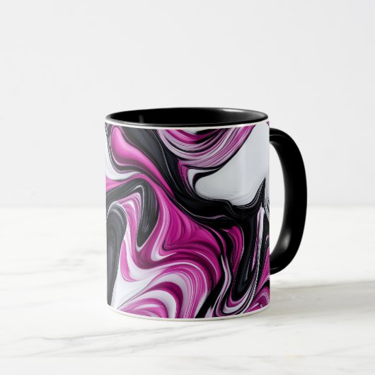 Moderne Abstracte zwart, wit, Magenta Art Mok (Voorkant rechts)