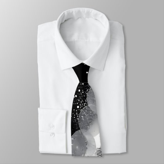 Moderne abstracte zwart-wit spetterkunst stropdas (Gebonden)