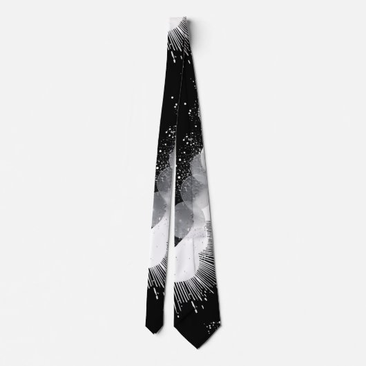 Moderne abstracte zwart-wit spetterkunst stropdas (Achterkant)