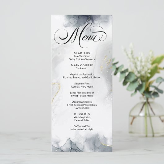 Moderne Abstracte zwart-wit Waterverf Menu (Staand voorkant)