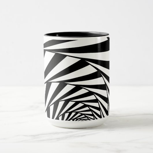 Moderne Abstracte Zwart & Wit Wavy Art Mok (Midden)