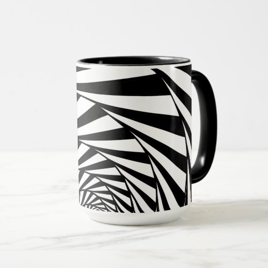 Moderne Abstracte Zwart & Wit Wavy Art Mok (Voorkant rechts)