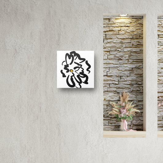 Moderne Abstracte zwart-witte bloem Canvas Afdruk