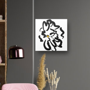 Moderne Abstracte zwart-witte bloem Canvas Afdruk