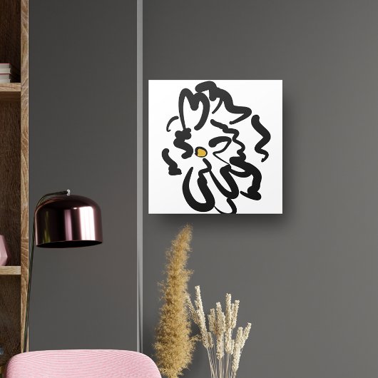 Moderne Abstracte zwart-witte bloem Canvas Afdruk