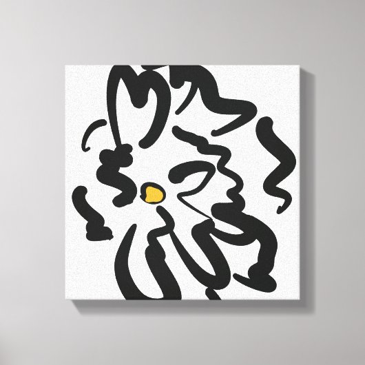 Moderne Abstracte zwart-witte bloem Canvas Afdruk (Voorkant)