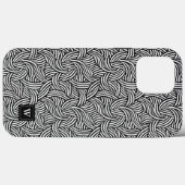 Moderne Abstracte zwart-witte lijnen monogram Case-Mate iPhone Case (Achterkant (horizontaal))