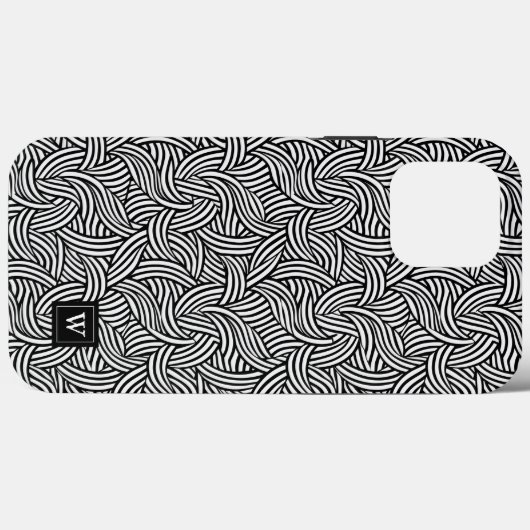 Moderne Abstracte zwart-witte lijnen monogram Case-Mate iPhone Case (Achterkant (horizontaal))