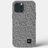 Moderne Abstracte zwart-witte lijnen monogram Case-Mate iPhone Case (Achterkant)