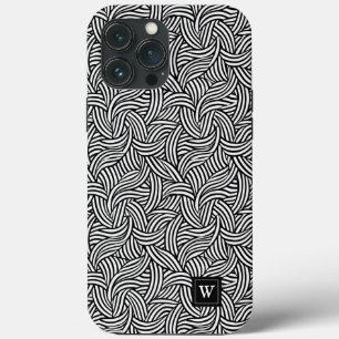 Moderne Abstracte zwart-witte lijnen monogram Case-Mate iPhone Case