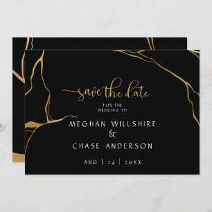 Moderne Abstracte zwarte en goudJapanse Kintsugi