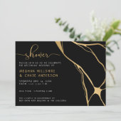 Moderne Abstracte zwarte en goudJapanse Kintsugi Kaart (Staand voorkant)