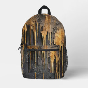 Moderne Abstracte Zwarte en Metalen Gouden Druppel Bedrukte Rugzak