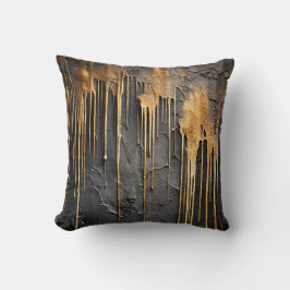 Moderne Abstracte Zwarte en Metallieke Gouden Drup Kussen