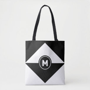 Moderne Abstracte Zwarte en Witte Boodschappentas Tote Bag