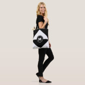 Moderne Abstracte Zwarte en Witte Boodschappentas Tote Bag (Op model)