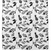 Moderne Abstracte zwarte en witte botanische blade Douchegordijn (Voorkant)