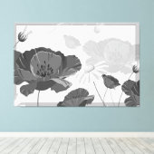 Moderne Abstracte zwarte en witte Floral I Canvas  (Insitu (Houten vloer))
