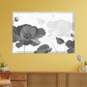 Moderne Abstracte zwarte en witte Floral I Canvas  (Insitu (Woonkamer))