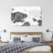 Moderne Abstracte zwarte en witte Floral I Canvas (Insitu (Slaapkamer))