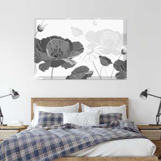 Moderne Abstracte zwarte en witte Floral I Canvas Afdruk (Insitu (Slaapkamer))