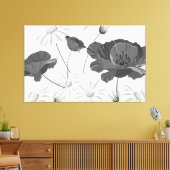 Moderne Abstracte zwarte en witte Floral II Canvas (Insitu (Woonkamer))