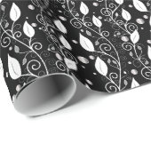 Moderne abstracte zwarte en witte inktillustratie cadeaupapier (Rol Hoek)