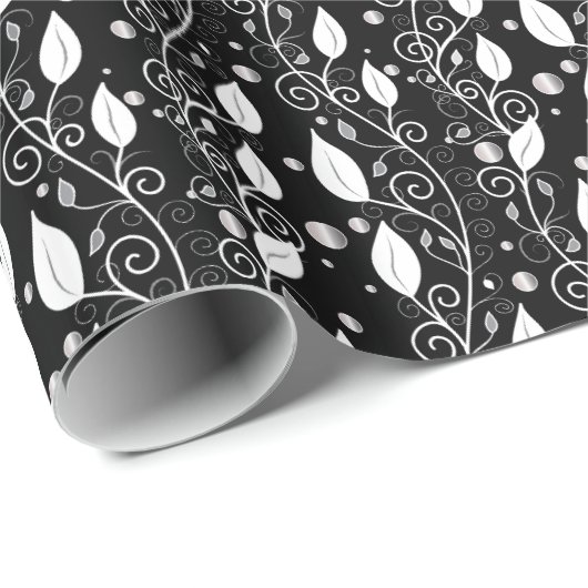 Moderne abstracte zwarte en witte inktillustratie cadeaupapier (Rol Hoek)