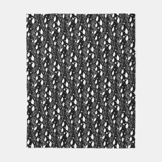 Moderne abstracte zwarte en witte inktillustratie fleece deken (Voorkant)