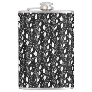 Moderne abstracte zwarte en witte inktillustratie heupfles