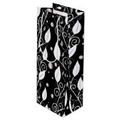 Moderne abstracte zwarte en witte inktillustratie wijn cadeautas (Voorkant Gekanteld)