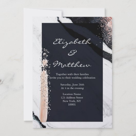 Moderne Abstracte zwarte en witte marmer Kaart (Voorkant)