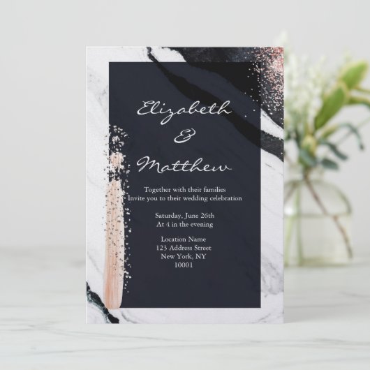 Moderne Abstracte zwarte en witte marmer Kaart (Staand voorkant)