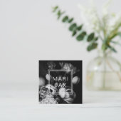 Moderne Abstracte zwarte en witte schilderachtige Vierkante Visitekaartje (Staand voorkant)