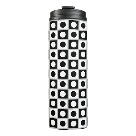 Moderne Abstracte zwarte en witte thermische tromm Thermosbeker (Voorkant)