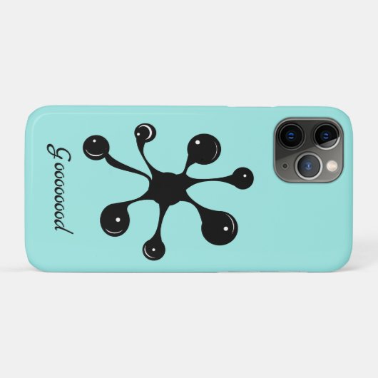 Moderne abstracte zwarte geitenvlek op lichtblauw Case-Mate iPhone case (Achterkant (horizontaal))