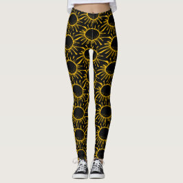 Moderne Abstracte Zwarte Gele Zonsverduistering Pa Leggings