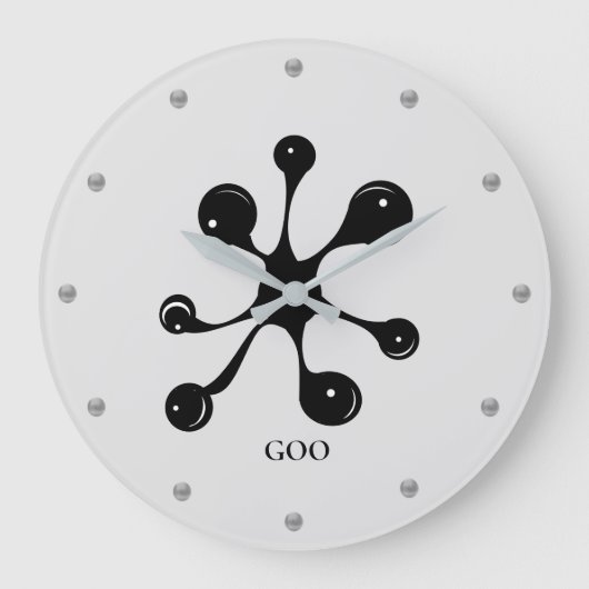 Moderne abstracte zwarte goorvlek grote klok (Voorkant)