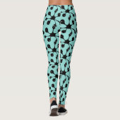 Moderne abstracte zwarte goorvlek op turquoise leggings (Achterkant)