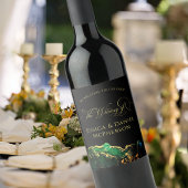 Moderne Abstracte zwarte gouden bruiloft Wijn Etiket
