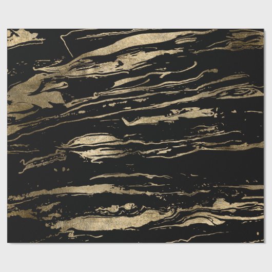 Moderne Abstracte zwarte goudmarmer Cadeaupapier (Vlak)