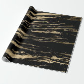 Moderne Abstracte zwarte goudmarmer Cadeaupapier (Uitgerold)