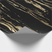 Moderne Abstracte zwarte goudmarmer Cadeaupapier (Hoek)