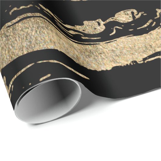 Moderne Abstracte zwarte goudmarmer Cadeaupapier (Rol Hoek)