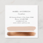 Moderne Abstracte zwarte marmer Blush Copper Brush Vierkante Visitekaartje (Achterkant)