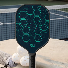 Moderne Abstracte Zwarte Neon Geometrische Patroon Pickleball Paddle